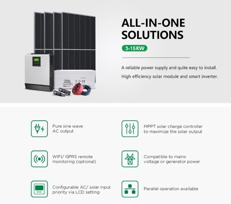 LA CHINE Système d'énergie solaire à domicile hors réseau de 10 kW avec 20 panneaux solaires de 550 W fournisseur